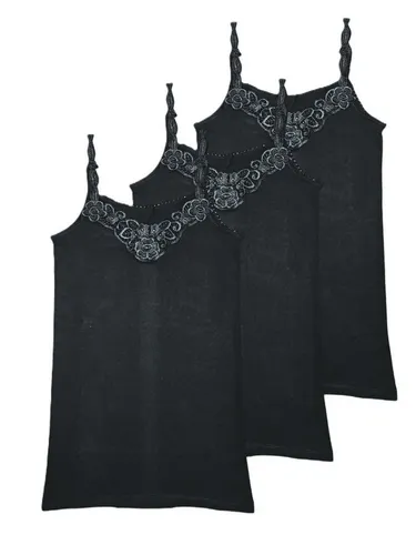 Toker Collection® Achseltop Damen Unterhemd mit elastischen Trägern im 3er Pack (Spar Packung, 3er Pack) aus reiner Baumwolle