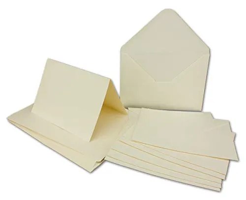 Doppelkarten – Umschlag - Set DIN A6/C6 - creme-weiß – Karte DIN A 6-10,5 x 14,8 cm - 240 g/m² mit Brief-Umschlägen DIN C6-11,3 x 16,0 cm - 120 g/m² Nassklebung 40 x