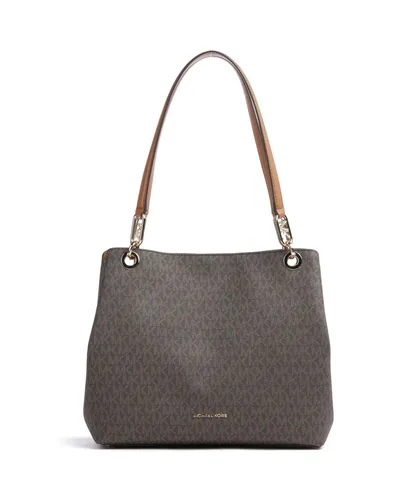 Michael Kors Damen Schultertasche Lg Shldr Tote Hand Bag, Brcorn - Stilvolle Schultertasche aus beschichtetem Canvas mit Logo-Print, ideal für den Alltag. Maße: 31,8 cm B x 26 cm H x 7,6 cm T.