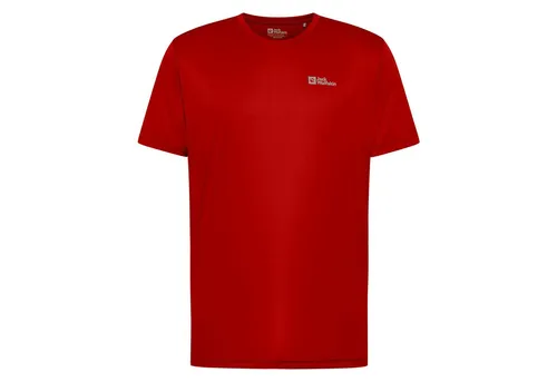 Jack Wolfskin Herren Tech M T-Shirt - Adrenaline Red, L EU - Outdoor & Funktionsshirts für Herren, leichtes und schnelltrocknendes T-Shirt mit hoher Atmungsaktivität und geruchshemmender Behandlung.