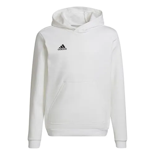 adidas Unisex Kinder Entrada 22 Sweat Hoodie, white/black, 152 - Sweatshirt für Kinder mit regulärem Schnitt, Kängurutasche und weitenregulierbarem Kordelzug, ideal für sportliche Aktivitäten und Freizeit.