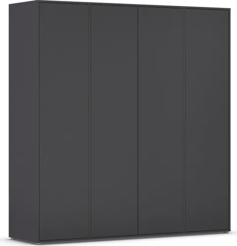 rauch Drehtürenschrank Nabila - Viel Stauraum in Graumetallic - Drehtürenschrank mit 4 Türen und 7 variabel einsetzbaren Einlegeböden. Made in Germany, ideal für optimale Raumnutzung, erhältlich in BASIC, CLASSIC und PREMIUM Ausstattungen.