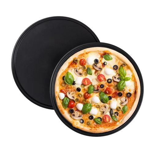 Pizzablech rund 32 cm - Antihaft-Pizzaform - Backblech aus Kohlenstoffstahl, 32 cm Durchmesser, pflegeleicht und ideal für perfekte Pizzen.