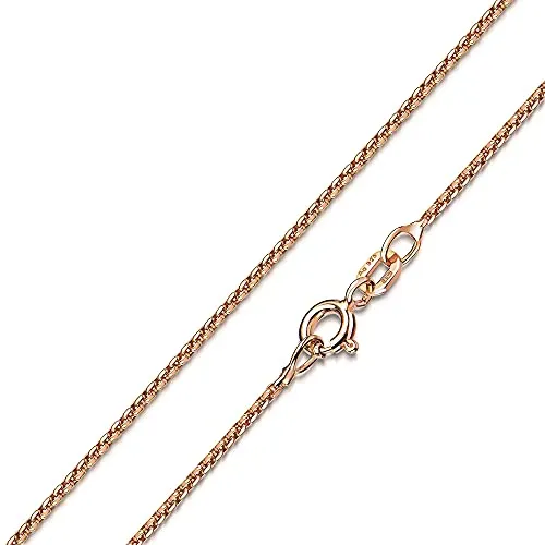 MATERIA Damen Halskette Rosegold - 925 Silber Venezianerkette - Elegante Venezianerkette aus rosé vergoldetem 925 Sterling Silber, in 6 Längen erhältlich. Ideal für jeden Anlass und perfekt kombinierbar mit Anhängern.