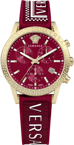 Versace Sport Tech Lady Chrono VEKB00322 - Sportliche Damenarmbanduhr in Rot - Chronograph für Damen mit Quarzwerk. Wasserdicht bis 5 ATM, edles Edelstahlgehäuse und stylisches Saphirglas bieten Funktionalität und modisches Design.