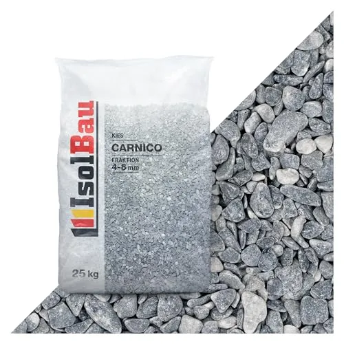Isolbau - Zierkies 25 kg - Marmorkies 4-8 mm - Deko-Steine für Garten, Steinteppich, Aquariumkies, Ziersplitt Natursteine Gartenkies Wegkies Teichkies für Innen und Außen - Grigio Carnico