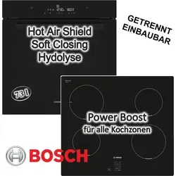 Backofen Set mit Induktionskochfeld Bosch Schwarz – 73 Liter Garraum