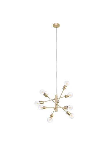 Eglo 99811 GRADOLI 1 E27 8-flammige Hängeleuchte - Elegante Pendelleuchte aus gebürstetem Stahl mit 8 E27-Fassungen, ideal für eine stilvolle Beleuchtung in großen Räumen. Verstellbare Arme für individuelles Lichtdesign.