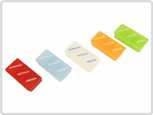 Tablettendose Pillendose, 3-geteilt, mit Klappdeckel