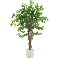 ML-Design Kunstpflanze Ficus 120 cm – Pflegeleichte Deko - Realistisch gestaltete Kunstpflanze Ficus mit 120 cm Höhe für ein frisches Ambiente. Ideal für Wohn- und Geschäftsbereiche, pflegeleicht und mit stabilem Holzstamm für sicheren Stand.