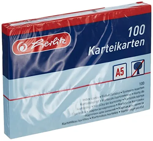 Herlitz 10837128 Karteikarte A5, blanko, blau, 100 Stück, 2