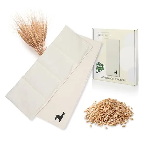 Nordstern Weizenkörnerkissen 20 x 53 cm - Mikrowellengeeignetes Wärmekissen gegen Verspannungen als Geschenk für Frauen und Männer mit 100% Baumwolle Bezug