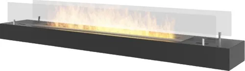 Bioethanolbrenner mit mattschwarzem Edelstahl-Arbeitsplatteneinsatz 120 cm mit Glas