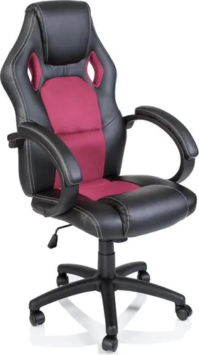 TRESKO Racing Chefsessel - Ergonomischer Bürostuhl in Schwarz/Pink - Bürostuhl mit sportlichem Design, ergonomischen Armlehnen und stufenlos einstellbarer Rückenlehne für maximalen Sitzkomfort im Home Office oder Büro.