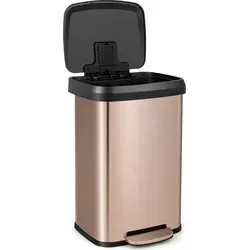 COSTWAY 50L Tretmülleimer mit sanft schließendem Deckel – Rosa - Praktischer 50L Tretmülleimer aus Edelstahl mit integriertem Desodorierungsfach für eine frische Umgebung. Ideal für Küche oder Büro – sofort einsatzbereit und ohne Montage.