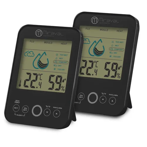 2x Raumklimastation Schimmelwarner Hygrometer Lüftungsempfehlung