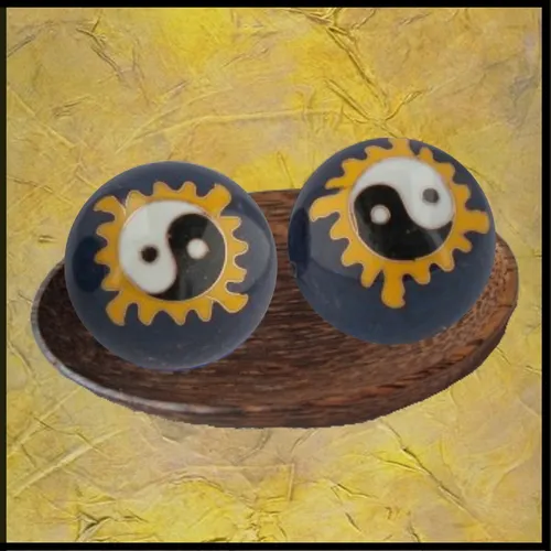 Qi Gong Kugeln SONNE UND MOND BLAU Klangkugeln Massage Meditation