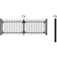 ALBERTS Doppeltor-Set Chaussee, matt-schwarz, 100 cm - Zauntore: Modernes Doppeltor aus Aluminium mit hochwertiger Kunststoffbeschichtung für langlebigen Wetterschutz. Ideal zur Ergänzung Ihrer Zaunanlage!
