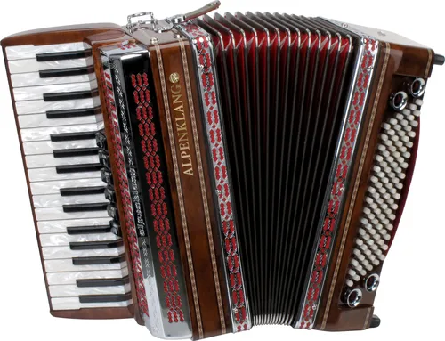 Alpenklang Pro Akkordeon III - 96 Tasten-Steirische, 34 Perlmutt-Diskant-Tasten, 6 Register und Musette-Register für unverwechselbaren Klang