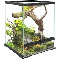 PawHut Terrarium für Reptilien 120L mit Anti-Flucht-Design - Geräumiges Glasterrarium für Eidechsen, Frösche & Schlangen. Mit optimaler Belüftung und sicherem Maschendrahtdeckel für ein gesundes Zuhause.