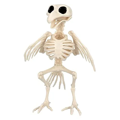 Boland 72406 - Vogel-Skelett, Größe 20 cm, beweglicher Mund, Attrappe aus Kunststoff, Dekoration für Halloween, Karneval oder Mottoparty, Beige-schwarz