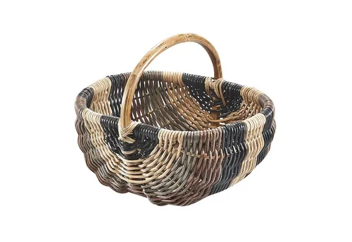 Kobolo Einkaufskorb Rattankorb Henkelkorb in multicolor hellbraun