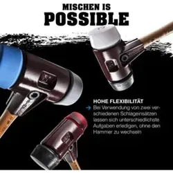 HALDER SIMPLEX Schonhammer Ø 40 mm - Nylon/Weichmetall - Hämmer für Montage- und Reparaturarbeiten, langlebig mit austauschbaren Komponenten und schmutzunempfindlichem Holzstiel für ergonomischen Komfort.