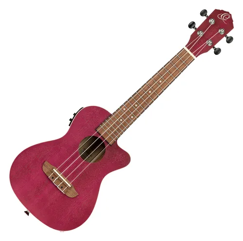 Ortega RURUBY-CE Konzert Ukulele - Sonstige Zupfinstrumente, mit hochwertigem Ortega MagusUke Tonabnehmersystem und auffälligem Raspberry Red Finish für ein einzigartiges Spielerlebnis.