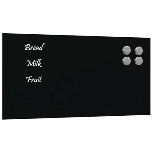 vidaXL Magnettafel Wandmontage Schwarz 40x20 cm Hartglas, Glastafel, Wand Magnettafel, magnetische Kreidetafel, magnetische Tafel, Schreibtafel