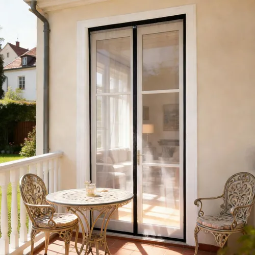 Sekey Fliegengitter Balkontür mit Magnet Insektenschutz Tür ohne Bohren Terrassentür Fliegengittertür, Schwarz, 85x195 cm