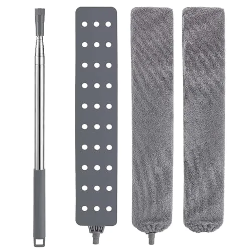 Spaltstaubsammler, Einziehbare Edelstahlstange und Abnehmbarer, Flexibler Bürstenkopf zum Reinigen Kleiner Räume wie Sofas, Schränke und unter dem Bett