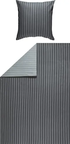 Looks by Wolfgang Joop Bettwäsche Mako-Satin anthrazit-Silber 155x220 cm - Eleganter Wendebettbezug im Streifen Design, aus 100% Baumwolle gefertigt, sorgt für ein stilvolles Schlafzimmer und angenehme Nächte.
