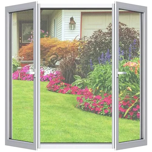 Fliegengitter Fenster 2-er Set 180 * 150cm | Zuschneidbar ohne Bohren Klebmontage | Insektenschutz Fenster Fliegenvorhang Moskitonetz, Weiß