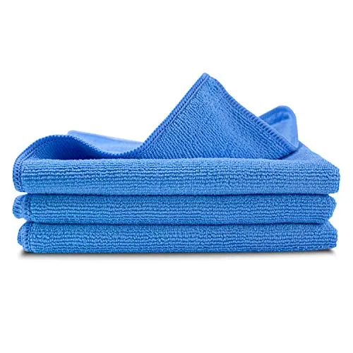 lunar. premium cleaning 3 Stück Microfasertücher KFZ Poliertücher Weich 40x40cm blau 300 GSM Reinigungstücher Präsentbox zur professionellen Autopflege Hausreinigung