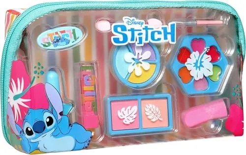 Stitch Make-up Täschchen | Kinderschminkset mit Lipgloss, Lidschatten, Blush & Nagellack – Beauty-Set im fröhlichen Stitch-Design mit Zubehör