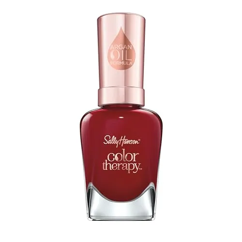 Sally Hansen Color Therapy Nagellack mit Arganöl Unwine’d, Weinrot, sofort pflegender Farblack mit glänzendem Finish, Nr. 370, 1 x 14 ml