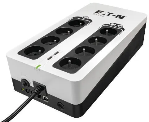 Eaton 3S700F neu - 700 VA USV - Komponenten & Ersatzteile - 700 VA USV mit 8 Steckdosen, geräuschlos, ideal für sensible Geräte, inkl. USB-Schnittstelle für mobiles Laden und 15 Minuten Autonomie.