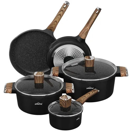 Induktions Kochtopfset 8-teilig mit Glasdeckel