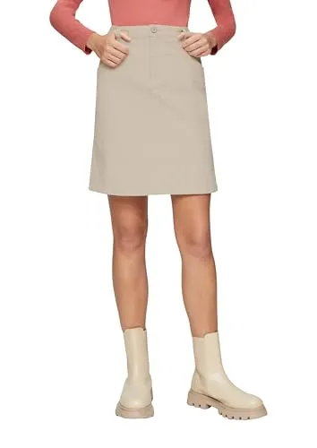 Kurzer Rock aus elastischem Cord beige 40 - Damenrock aus elastischem Cord, mittelhoher Bund mit Gürtelschlaufen und halblanger Passform, ideal für modische Outfits.