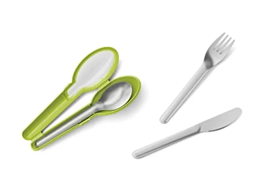 Emsa Clip & Go Besteck Set (3 Stk., N1071800) - Praktisches 3-teiliges Besteck Set für unterwegs, ideal für Picknicks und Ausflüge. Kompakt und leicht zu verstauen, damit Sie immer bestens ausgestattet sind.