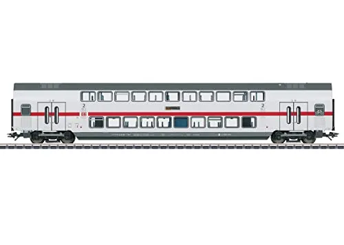 Märklin 43490 H0 IC2 Doppelstock-Mittelwagen - H0 Personenwagen, detailgetreue Nachbildung des DBpza 682.2 mit realistischer Farbgebung und Zierstreifen, perfekt für Fernverkehrsmodelleisenbahnen.