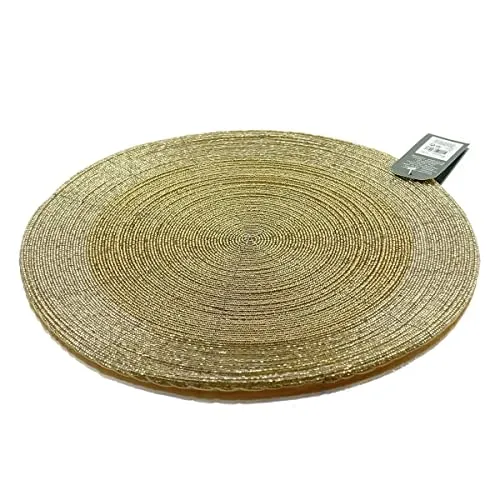 Kaemingk Weihnachtsdeko Tischset Goldfarben Ø 35 cm aus Glasperlen mit Stoffunterlage