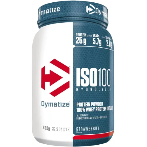 Dymatize Iso100 Hydrolyzed Protein-Pulver Erdbeere 932g - Power-Produkte: Hochwertiges hydrolysiertes Molkenproteinisolat für optimalen Muskelaufbau mit minimalen Kalorien – ideal für eine definierte Körperform.