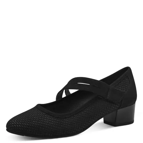 Jana Damen Pumps mit Riemen - Vegan, Schwarz (39 EU) - Damen-Pumps mit kleinem Absatz, ideal für breite Füße dank H-Weite. 100% vegan und aus hochwertigen Materialien, perfekt für schicke Anlässe.