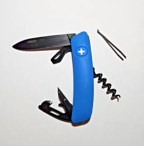 SWIZA Schweizer Taschenmesser D03 Mulittool ALLBLACK Blau 10 Werkzeuge