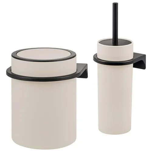 bremermann Bad-Set Savona 2tlg. mit Softtouch-Oberfläche - Praktisches 2tlg. Bad-Set mit moderner Wandhalterung. Der kompakte Kosmetikeimer (5,5 l) und die WC-Garnitur bieten durch ihr elegantes Design und die optionale Montage per Kleben oder Bohren maximale Flexibilität in Ihrem Bad.