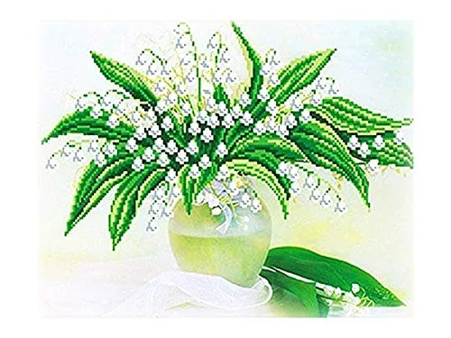 GMMH Diamond Painting Set Bild 14 x 18 Diamant Malerei Stickerei Handarbeit Basteln Mosaik Steine Frühling Maiglöckchen