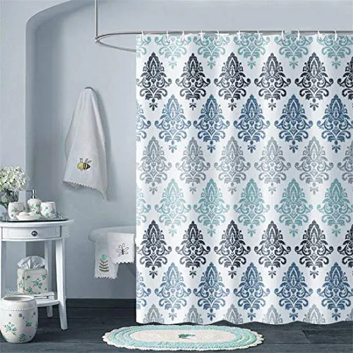 X-Labor Wasserabweisend Duschvorhang 240x200cm Dick Textil Stoff Anti-Schimmel inkl. 12 Duschvorhangringe Waschbar Badewannevorhang 180x200cm Muster-G