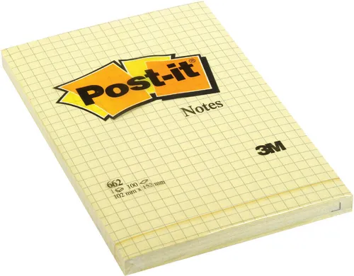 Post-it Notes Haftnotizblock 152x102mm - Gelb Kariert - Notizblöcke für kreative Ideen, rückstandsfrei entfernbar und wiederverwendbar - perfekt für Büros und Zuhause.