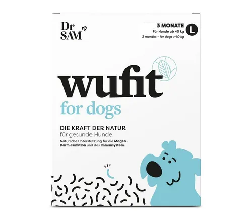 Dr. SAM wufit Dog Tabletten für Hunde - Hochwertige Ergänzungsfuttermittel zur Unterstützung der Magen-Darm-Funktion und des Immunsystems bei Hunden. Mit pflanzlichen Inhaltsstoffen für eine gesunde Ernährung und Wohlbefinden.